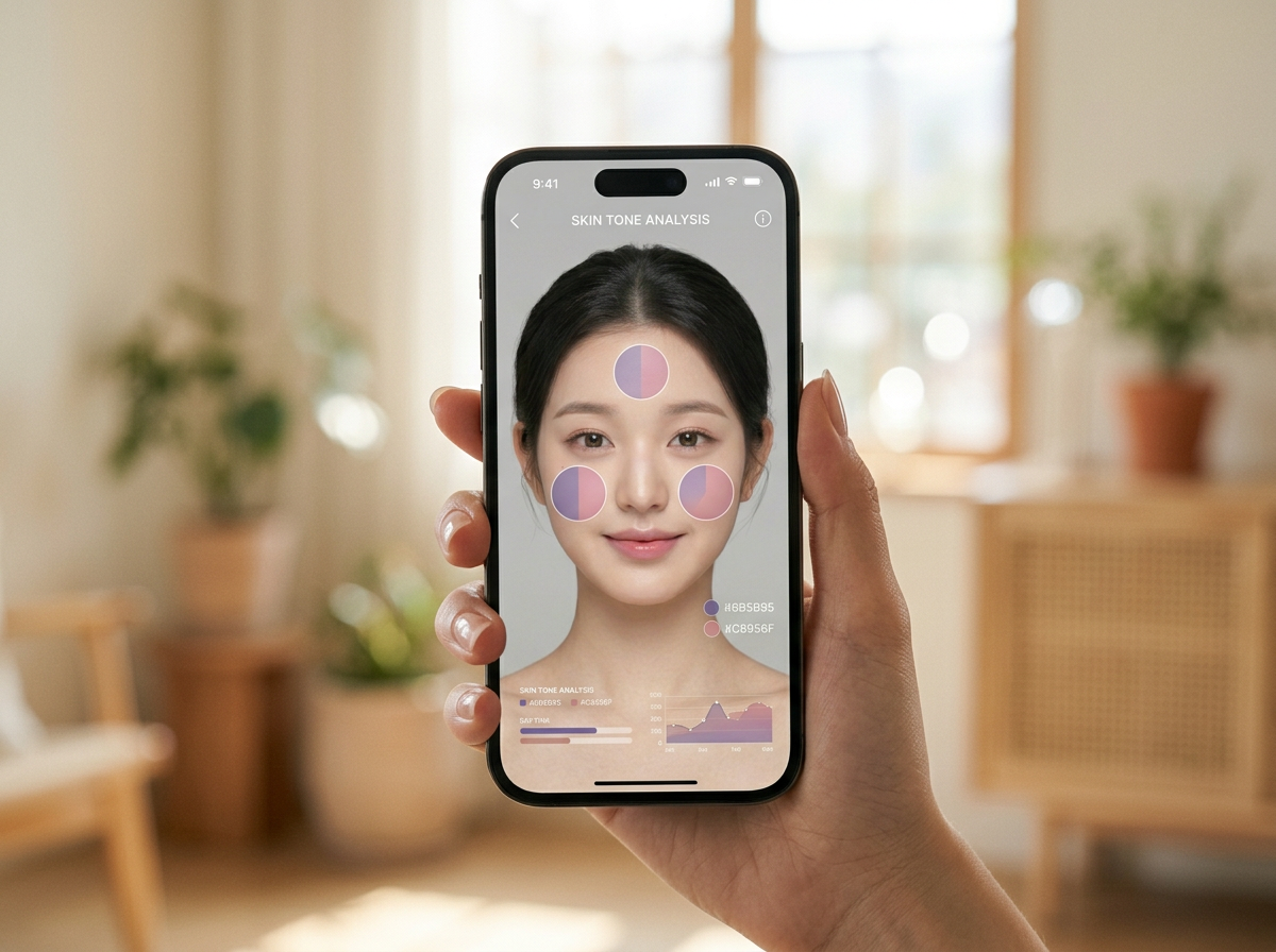 AI가 피부톤을 분석하는 화면