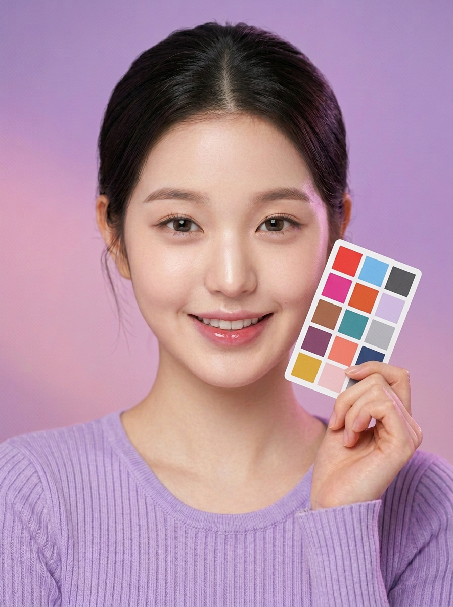 컬러 팔레트를 들고 있는 모델